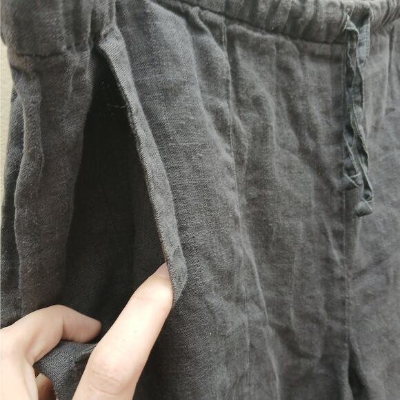 Eileen Fisher Women's 100% Linen Drawstring Straight Leg Pants Black Size Small - Picture 5 of 10